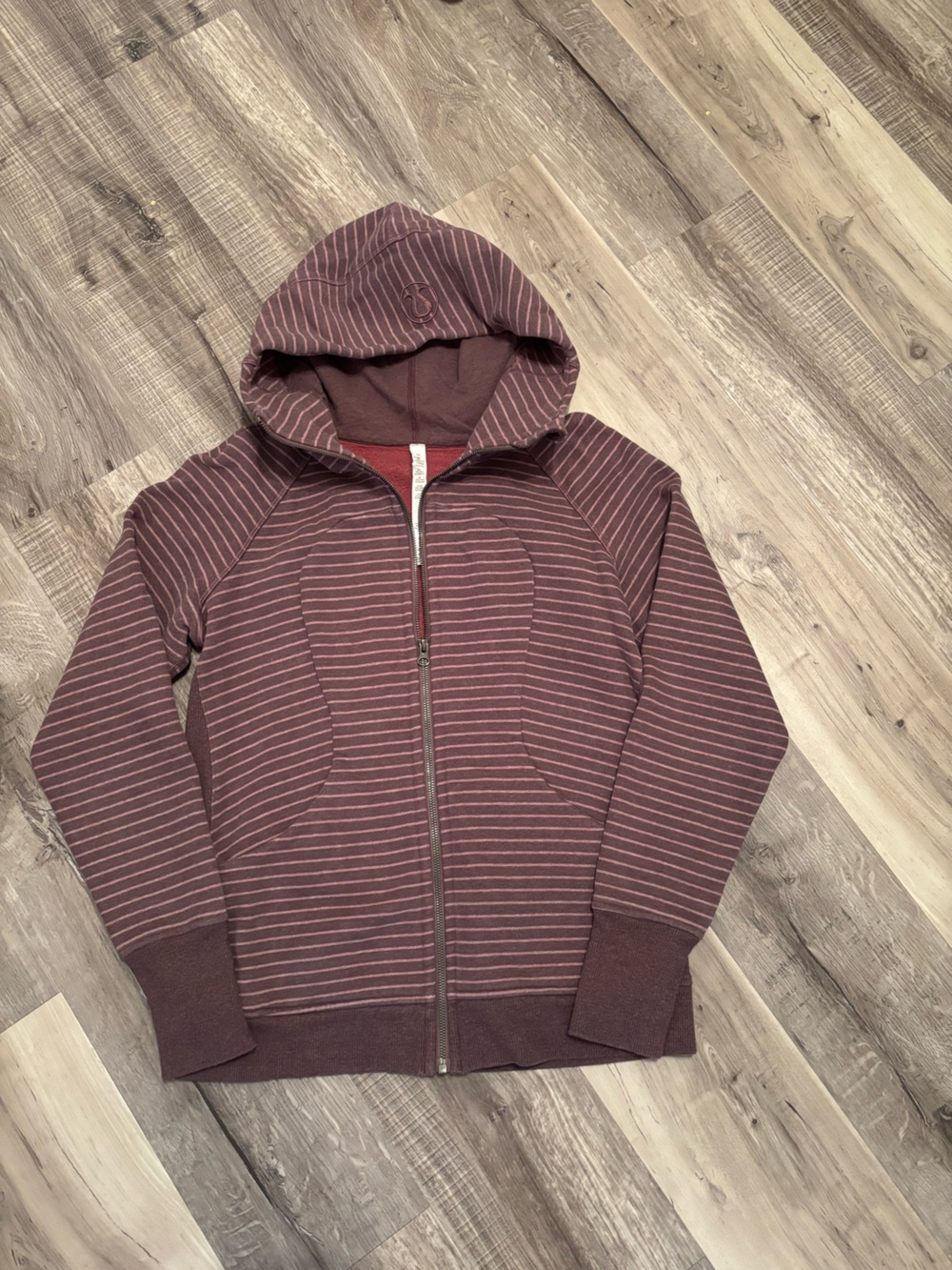 lululemon athletica Mauve and Pink Striped Zip Hoodie